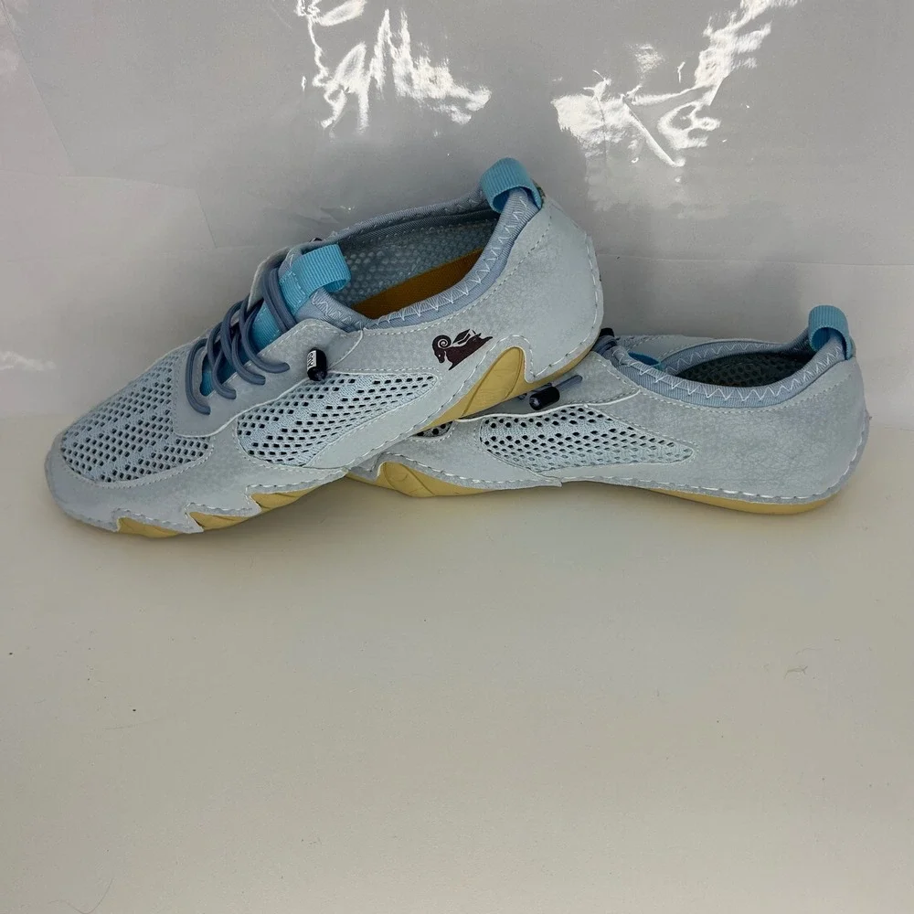 AUS Gorpcore Mesh Bungee Lace Sneakers 39 Light Blue Sporty Lightweight Walking